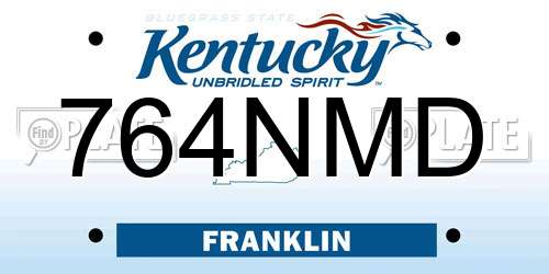764NMD Kentucky License Plate