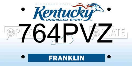 764PVZ Kentucky License Plate