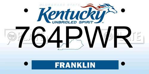 764PWR Kentucky License Plate