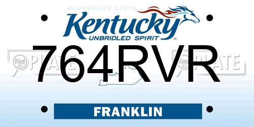764RVR Kentucky License Plate