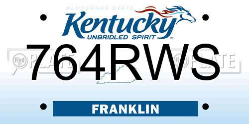 764RWS Kentucky License Plate