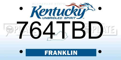 764TBD Kentucky License Plate