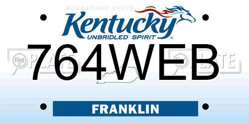764WEB Kentucky License Plate