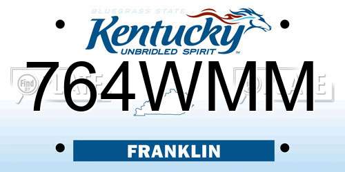 764WMM Kentucky License Plate