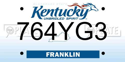 764YG3 Kentucky License Plate