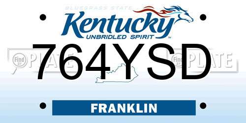 764YSD Kentucky License Plate