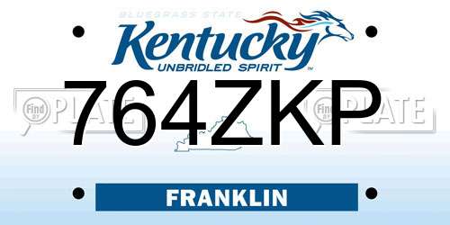 764ZKP Kentucky License Plate