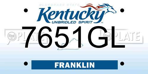 7651GL Kentucky License Plate