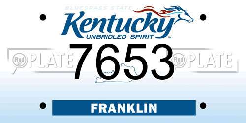 7653 Kentucky License Plate