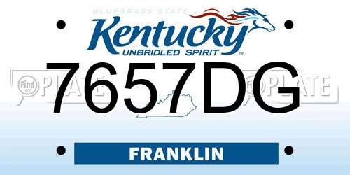 7657DG Kentucky License Plate