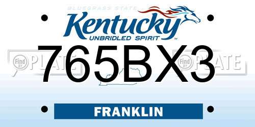 765BX3 Kentucky License Plate