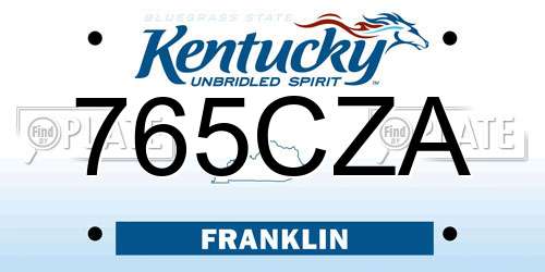 765CZA Kentucky License Plate