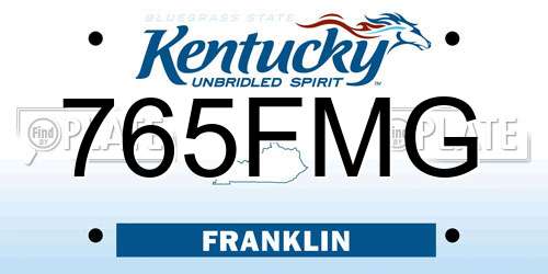 765FMG Kentucky License Plate