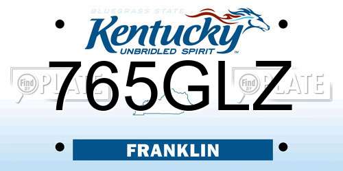 765GLZ Kentucky License Plate