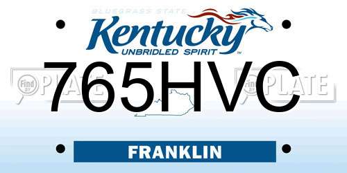 765HVC Kentucky License Plate