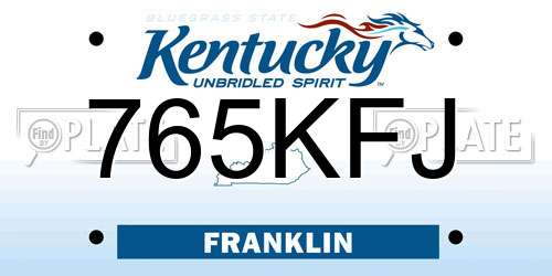 765KFJ Kentucky License Plate