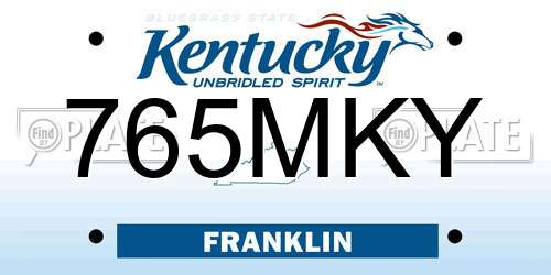 765MKY Kentucky License Plate