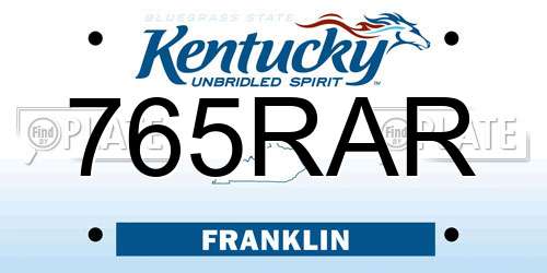 765RAR Kentucky License Plate