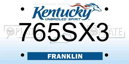 765SX3 Kentucky License Plate