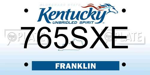 765SXE Kentucky License Plate