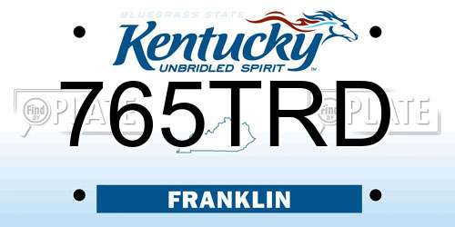 765TRD Kentucky License Plate
