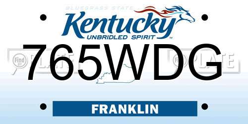 765WDG Kentucky License Plate