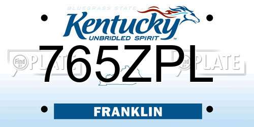 765ZPL Kentucky License Plate