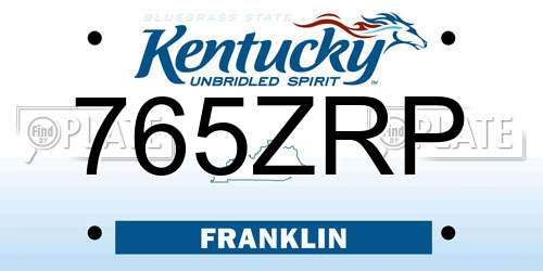 765ZRP Kentucky License Plate