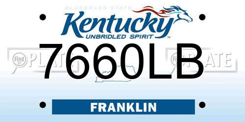 7660LB Kentucky License Plate