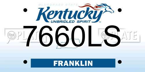 7660LS Kentucky License Plate