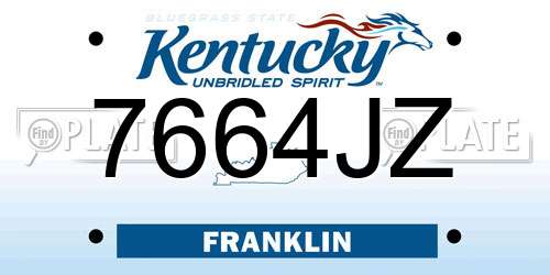 7664JZ Kentucky License Plate