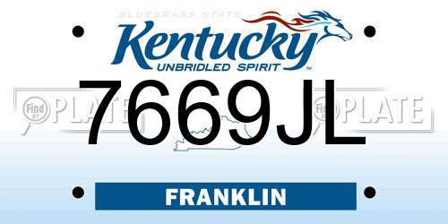 7669JL Kentucky License Plate