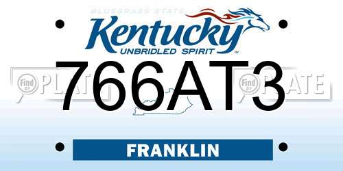 766AT3 Kentucky License Plate