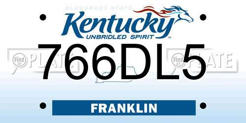 766DL5 Kentucky License Plate