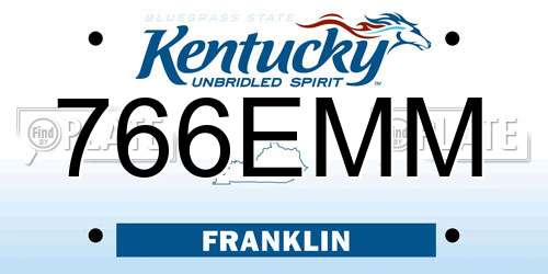 766EMM Kentucky License Plate