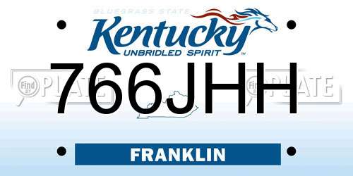 766JHH Kentucky License Plate