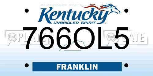 766OL5 Kentucky License Plate