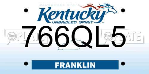 766QL5 Kentucky License Plate