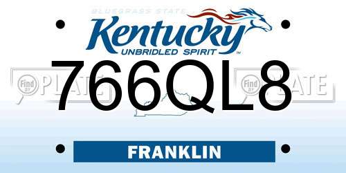 766QL8 Kentucky License Plate