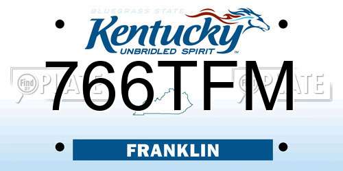 766TFM Kentucky License Plate