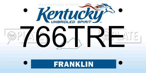 766TRE Kentucky License Plate