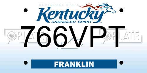 766VPT Kentucky License Plate