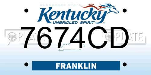 7674CD Kentucky License Plate