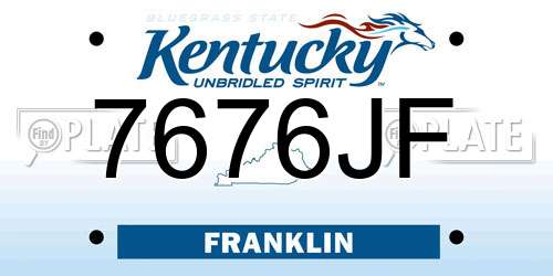 7676JF Kentucky License Plate