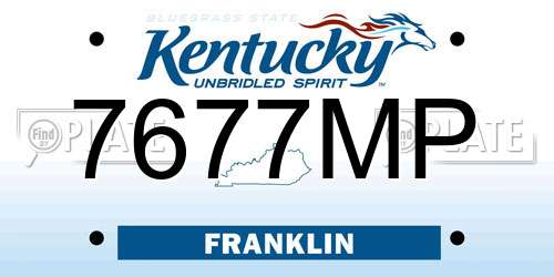 7677MP Kentucky License Plate