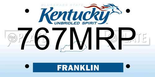 767MRP Kentucky License Plate