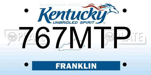 767MTP Kentucky License Plate