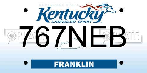 767NEB Kentucky License Plate