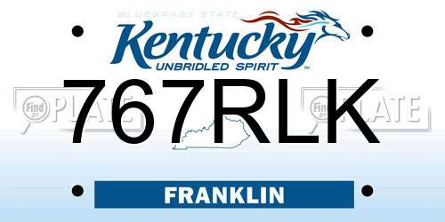 767RLK Kentucky License Plate