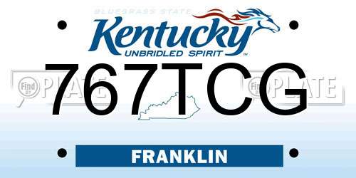 767TCG Kentucky License Plate